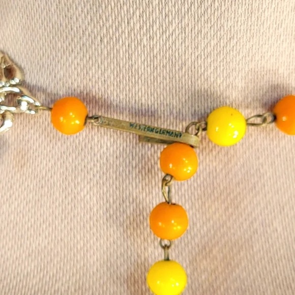 Vintage 1950s German 3 Tier Tangerine Bib Choker - Picture 2 of 8